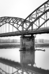 Gerola Bridge on the Po river, wintertime. BW image