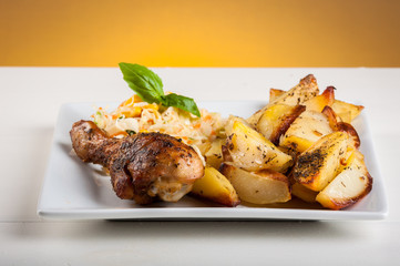 potatoes and chicken leg