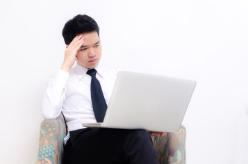 Business man with a laptop