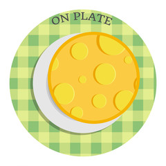 Cheese on plate. Vector illustration