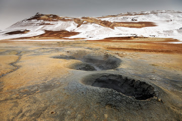 Námaskarð geothermal active volcanic area in North West Icelan
