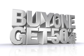3D silver text but1 get 50 percent off