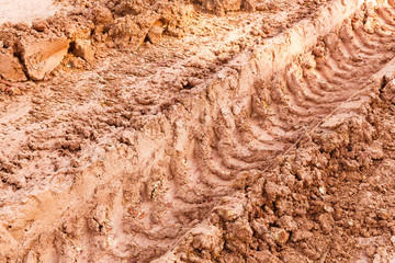 Tire track on lateritic soil