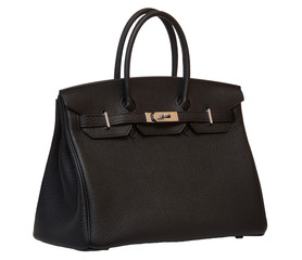 Naklejka premium Women's black leather handbag