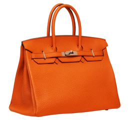 Women's orange leather handbag