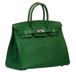 Women's green leather handbag