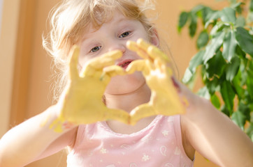 girl with painted hands