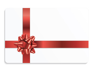 GIFT CARD WITH BOW (vector red Christmas present ribbon)