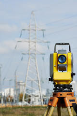 Surveyor equipment at construction site