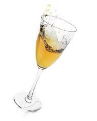 Champagne glass with splash