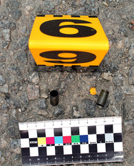 casings from the gun at the scene