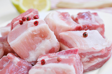 diced raw pork chops