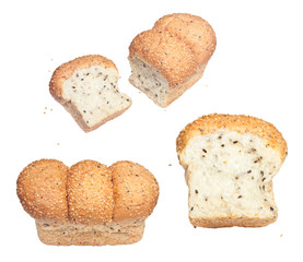 Sesame loaf bread isolated on white background