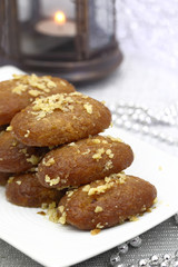 Traditional Christmas dessert with honey syrup