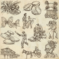 Jamaica Travel - Full sized hand drawn pack on paper