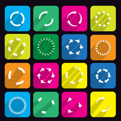 Circular arrow flat icon set