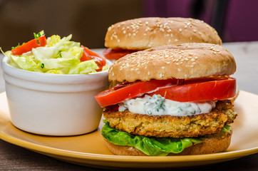 Vegetarian chickpea burger