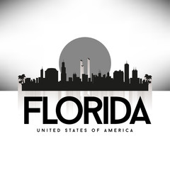Fototapeta premium Florida USA Skyline Silhouette Black vector