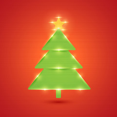 Glowing Christmas tree. New year and decoration.