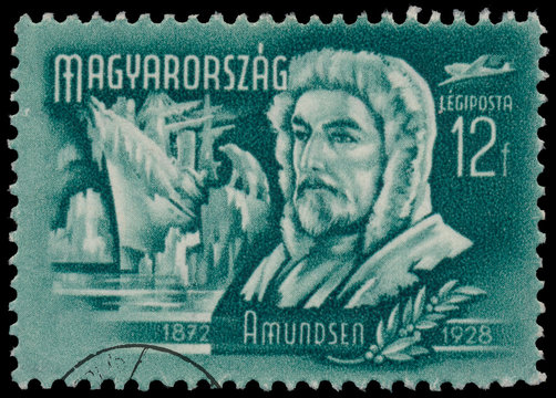 Stamp printed by Hungary, shows Amundsen