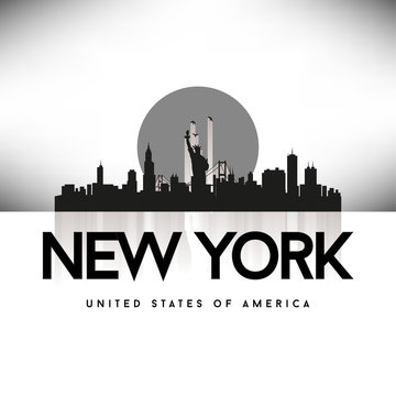 New York USA Skyline Silhouette Black vector