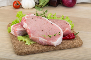 Raw pork steak
