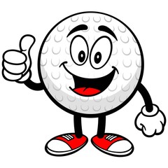 Golf Ball with Thumbs Up - 74868164