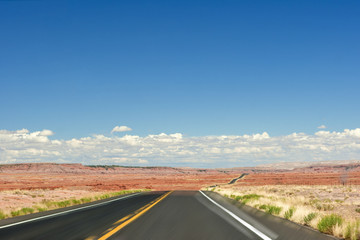 American Road in the Desert. Monument Valley Scenery