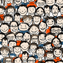 Seamless pattern with people crowd for your design