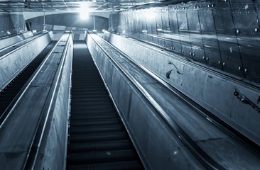 Moving escalator in the business center