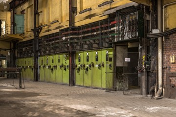 Fototapeta na wymiar Electricity distribution hall in metal industry