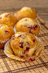 Freshly baked Cranberry muffins. Selective focus.
