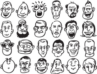 Set of caricature faces - obrazy, fototapety, plakaty