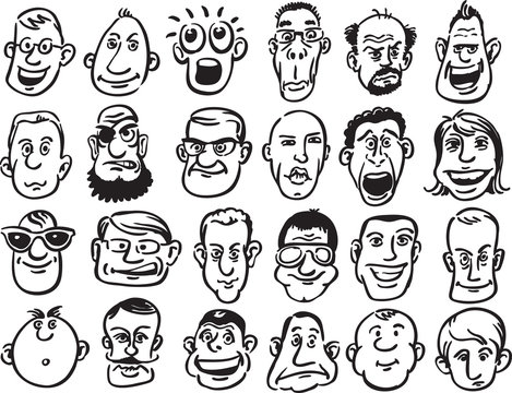 Set of caricature faces