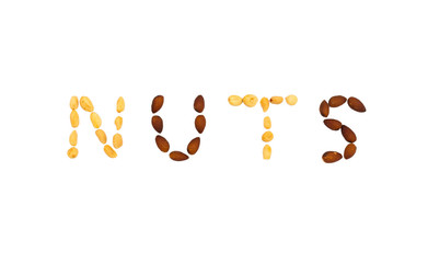 Nuts text on isolated white background