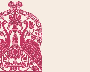 wedding card design, paisley floral pattern , India