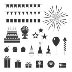 Birthday party icons set