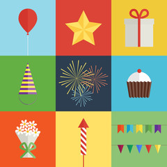 Birthday party icons set