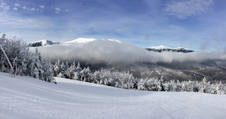 Snowy slope in the mountains