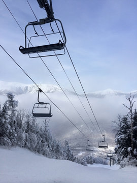 Snowy slope in the mountains