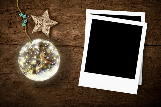 Christmas photo frame greeting card
