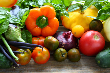 background with fresh seasonal vegetables