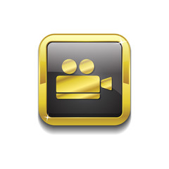 Video Camera Gold Vector Icon Button