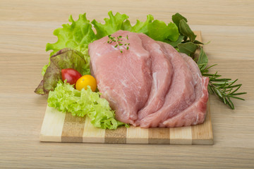 Raw pork schnitzel