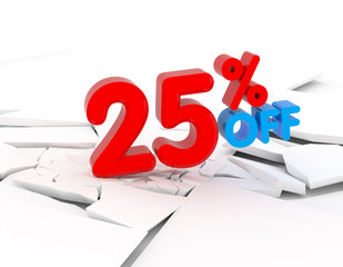 25 percent discount icon on white background