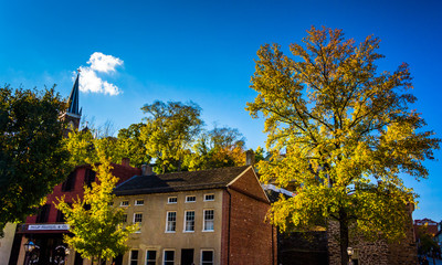 Fototapeta na wymiar Historic buildings and autumn color in Harpers Ferry, West Virgi