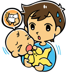 赤ちゃんとパパ(オムツ)