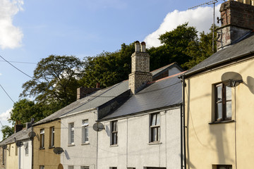 Fototapeta na wymiar satellite dishes on old houses, Bodmin , Cornwall