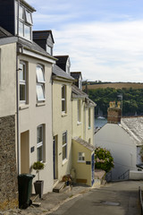 Fototapeta na wymiar steep street at Fowey, Cornwall