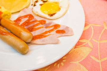 Breakfast style ham egg with sausage